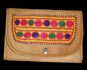Exclusive Indian Handmade Embroidered Multi Color Bohemian Style Envelope Clutch Zipper Closure Pure Cotton Fabric Rajasthan - Product Image 1