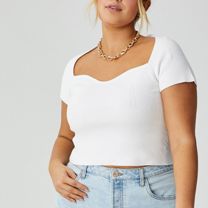 Nuevo estilo, recién llegado, camiseta blanca corta y elegante, colección 100% algodón, camiseta para mujeres y chicas jóvenes. - Product Image 3