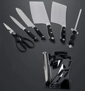 Çin Yangjiang iyi marka mutfak bıçakları paslanmaz çelik siyah renk ss bıçak seti hediye kutu tutucu