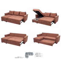 Canapé-lit modulaire inclinable personnalisable avec rangement, design moderne et luxueux, pour salon et chambre, en tissu, convertible