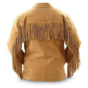 Chaqueta con flecos de cuero de vaca 100% auténtico, diseño personalizado - Product Image 3