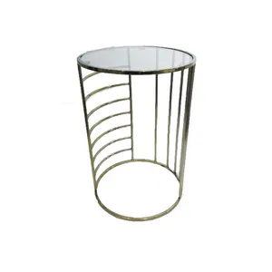 Table basse ronde en verre et métal, design de style moderne, offre spéciale, table auxiliaire pour chambre à coucher ou salon