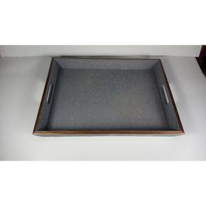 Premium Quality Taupe Color 0.53x0.37x0.06 Home Decoration Veneer Edges Tampered Faux Shagreen Tea <b>Tray</b> from Vietnam - Product Image 2