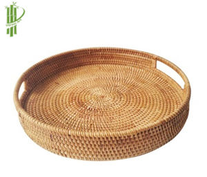 Plateau de service en rotin fait à la main, artisanat écologique, rangement du décor, plateau en rotin pour fruits, vente en gros, 12 pièces - Product Image 2