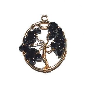 La mejor colección de negro ágata Árbol de la Vida Oro Oval colgante | Negro ágata Árbol de la Vida Oro Oval colgante - Product Image 1