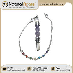 Améthyste 7 Chakra Collé Spirale Chakra Pendule Sculpté Style Feng Shui Agate Gemstone Exportation en Vrac - Product Image 2