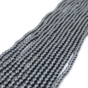 Cuentas Redondas Lisas de Hematita Negra Natural de 3.5mm, Tira de 16 Pulgadas, por Ishu Gems - Product Image 2