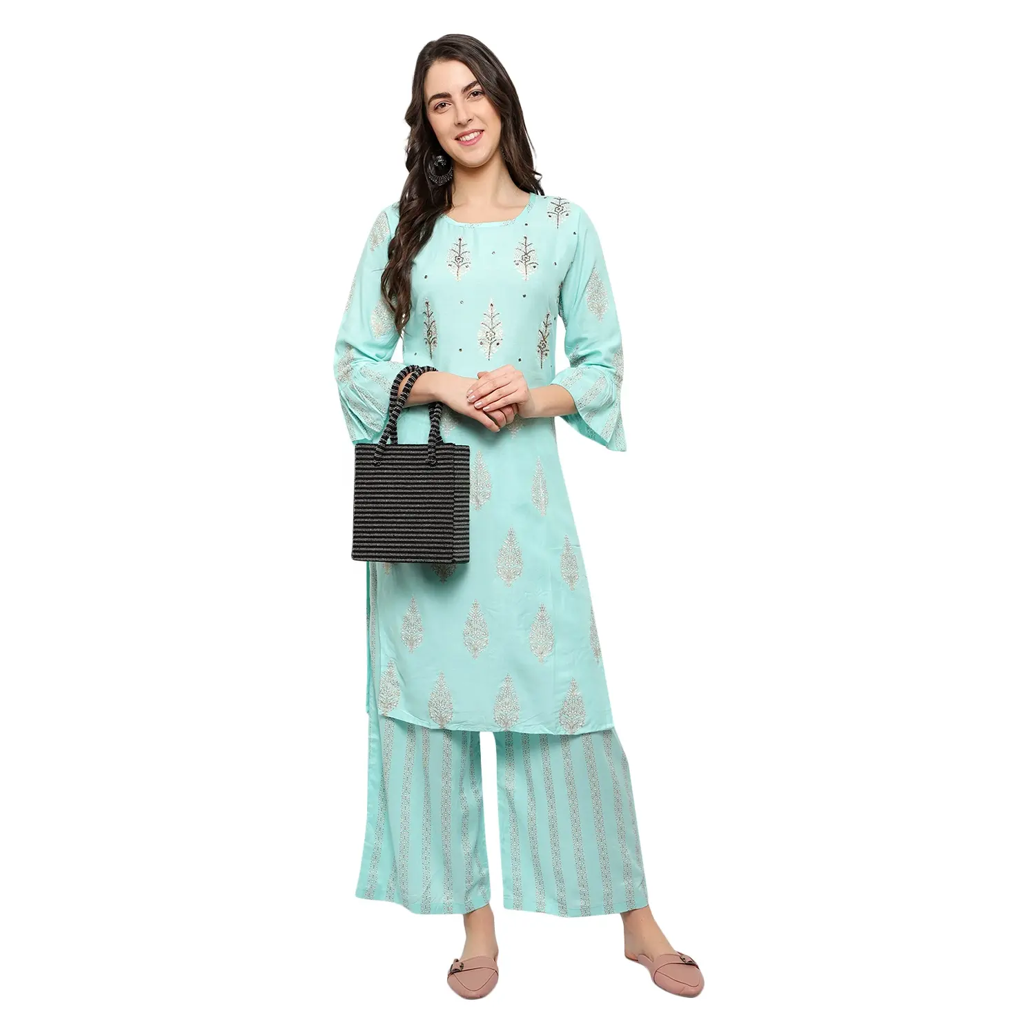 Salwar Kameez Churidarパジャマ女性インド民族女性パーティードレスパンジャブステッチ利用可能な卸売芝生スーツ