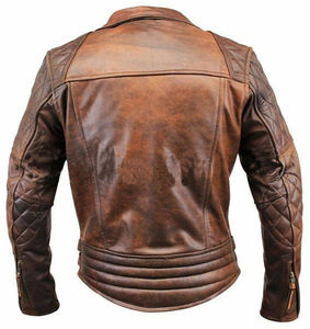 Veste de motard en cuir de vache marron de qualité supérieure avec fermeture éclair pour homme, disponible dans toutes les couleurs de cuir, fabriqué au Pakistan - Product Image 2