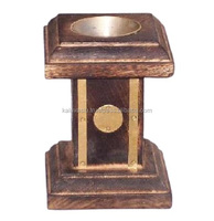Brûleur d'encens et de charbon écologique en bois et laiton, avec coupelle en laiton, pour aromathérapie