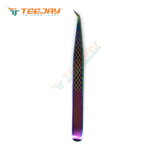 Quewel — pince à épiler Plasma arc-en-ciel, 7mm 45 degrés, embout artisanal fin pour Isolation et Extension de cils classique - Product Image 2