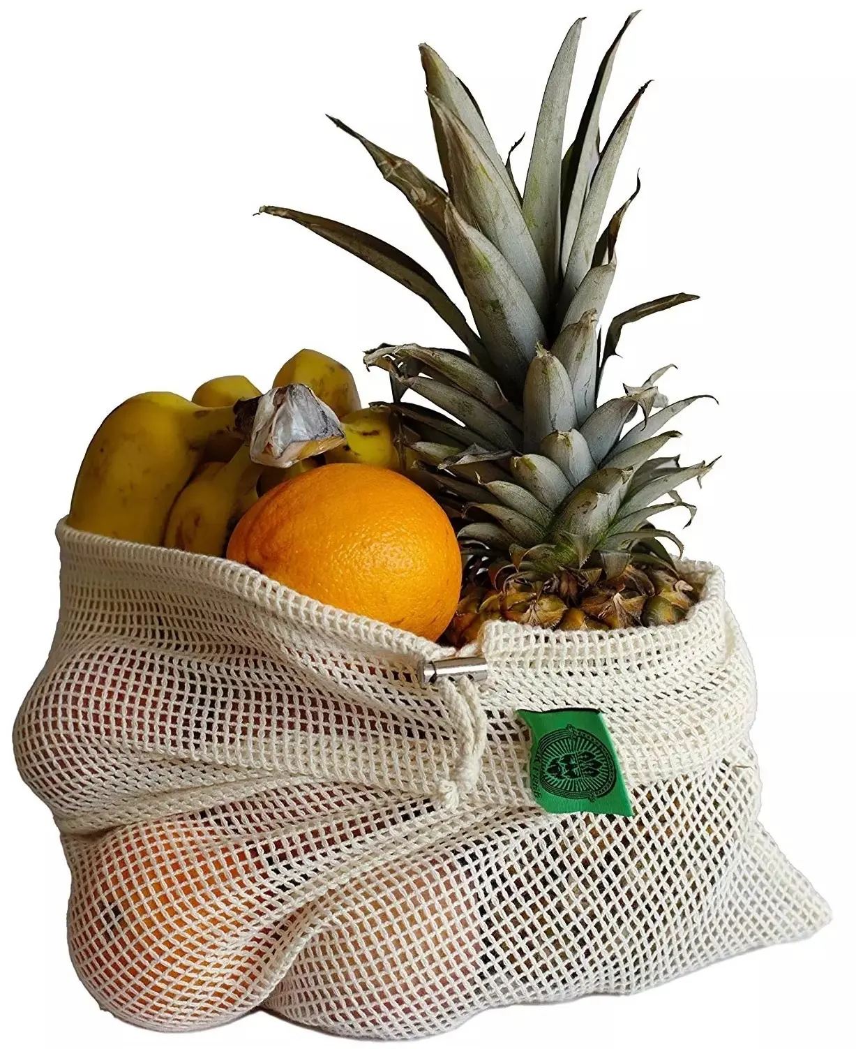 Doğal pamuk file çanta organik pamuk örgü çanta örgü gıda ambalaj çantası