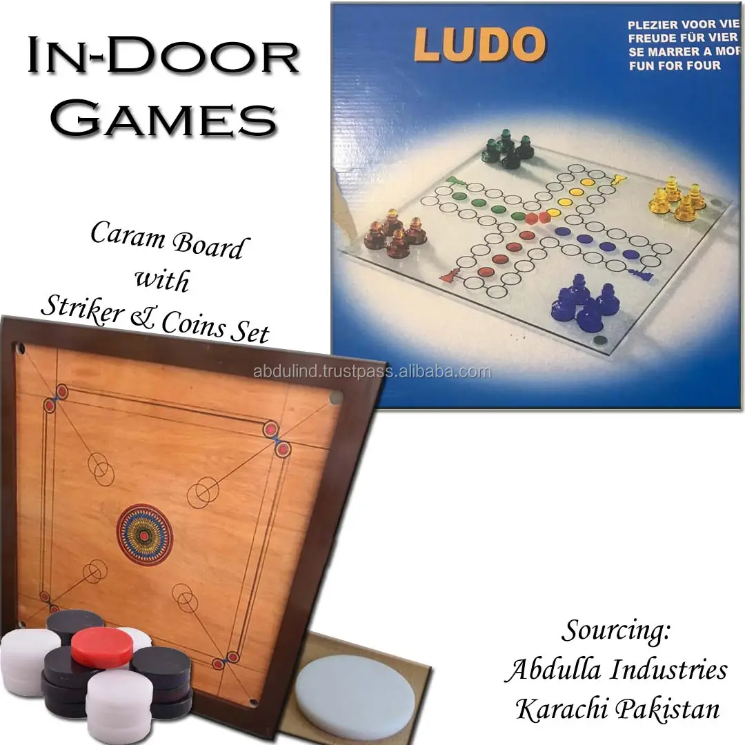 इनडोर खेल लूडो-इनडोर खेल कैरम बोर्ड सिक्के और स्ट्राइकर शतरंज के साथ विशेष रूप से ग्लास शतरंज खेल