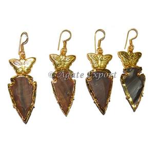 Boucles d'oreilles en pierre naturelle en cristal les plus vendues Boucles d'oreilles élégantes pointes de flèche électrolytiques style mascotte naturelle - Product Image 1