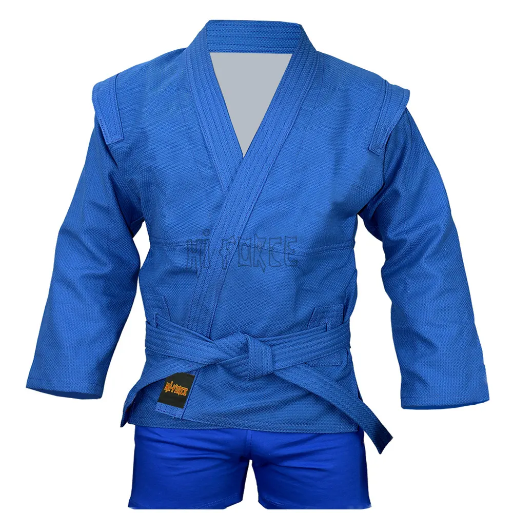 Premium kalite pamuk kumaş Sambo güreş takım elbise rus Judo dövüş sanatları Kimono Sambo ceket ve kısa