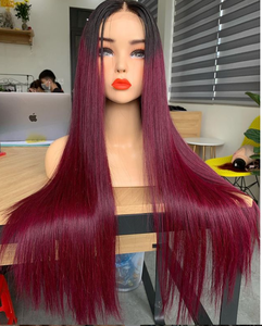 Human Hair Price Best Selling Smooth Shiny and No <b>Tangle</b> Colored Straight Wigs Customized - Product Image 2