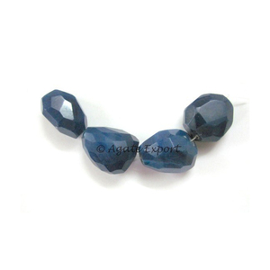 <b>Blue</b> Onyx Tumbled Faceted Gemstone <b>Beads</b> - Product Image 1