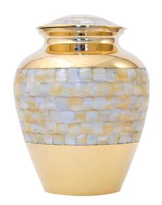 โกศทองเหลืองทนทานสำหรับใส่เถ้ากระดูกสำหรับใส่เถ้ากระดูกของมนุษย์ประดับมุกแท้สำหรับใส่เถ้ากระดูก - Product Image 1