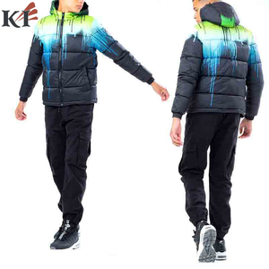 KEVEN IMPEX Blouson matelassé pour homme, design personnalisé, imprimé délavé, réversible, écologique, coupe-vent, respirant, en laine, col montant - Product Image 1