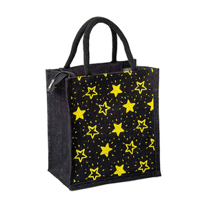 High Quality Black Handmade Jute <b>Bags</b> Elegant Printed Multipurpose Biodegradable & Reusable with <b>Zip</b> & Handle for Sale - Product Image 2