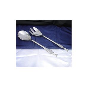 Juego de servidor de ensalada elegante de mesa S. Juego de cubiertos de acero con pulido brillante/niquelado Servidor de ensalada hecho a mano decorativo indio - Product Image 3