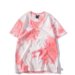Camiseta de manga corta con cuello redondo cruzado para mujer, ropa holgada informal con estampado tie dye de Primavera/Verano, talla grande - Product Image 3