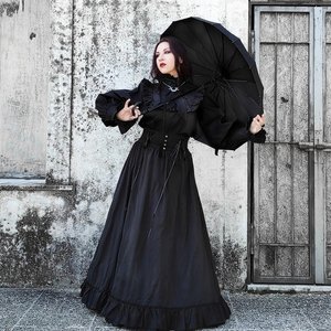 <span class=keywords><strong>กระโปรง</strong></span>ยาวมีระบายสำหรับผู้หญิงกระโปรงยาวแบบย้อนยุคปรับแต่งได้ - Product Image 3