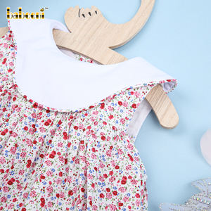 Personalizado Rosa Pequeño Floral 3D Impreso 100% Algodón A-Line Midi Vestido BB2515 OEM ODM Smocked Niños Otoño - Product Image 3