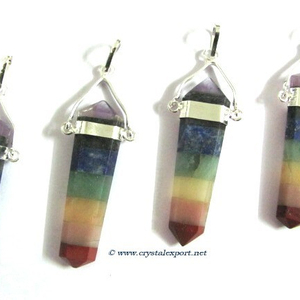 Proveedor de Colgantes de Ágata de Doble Punta con Diseño de Chakra, Joyería de Arte Folclórico Tallada en Venta - Product Image 1
