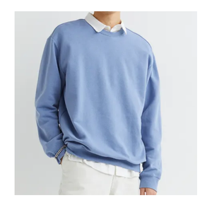 2022 último diseño azul cielo sudadera hombres manga completa logotipo personalizado 100% algodón ODM ropa deportiva tamaño 6XL Puff bajo precio de fábrica - Product Image 6