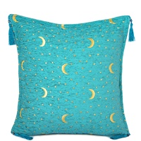 Turquoise Lune Étoiles Conçu Turc et Pouf Coussin Housse De Coussin