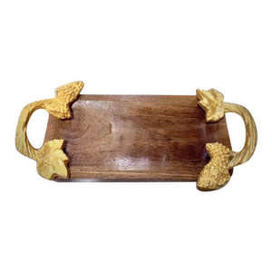 Plateau de service en bois d'acacia pur avec poignée en métal fait à la main couleur et design personnalisés pour la maison, le restaurant, le bar et l'hôtel. - Product Image 4