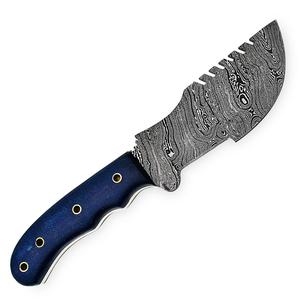 Couteau de traqueur de chasse à lame fixe en acier damas personnalisable Micarta manche en bois de fer gaine en cuir de peau de vache OEM pour divers - Product Image 3