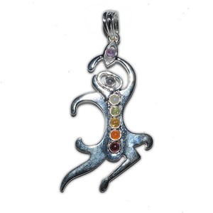 Running Buddha Chakra Metal Pendants - Product Image 1