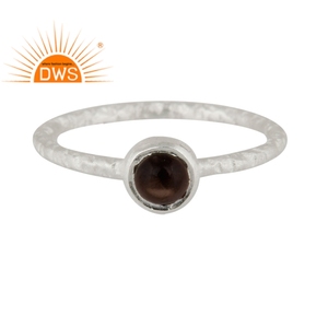 Dark Round Cut Smoky <b>Quartz</b> Gemstone <b>Ring</b> Jewelry 925 Sterling Fine Silver Women's <b>Ring</b> Jewelry Wholesaler - Product Image 1