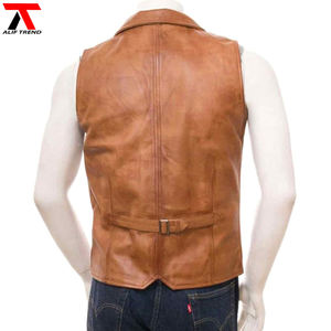 Logotipo personalizado Chaleco de invierno Chaleco de cuero genuino más tamaño Chaleco de piel de oveja para hombre al por mayor - Product Image 3