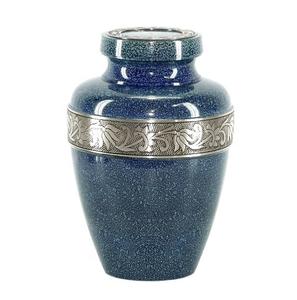 Urn métallique Antique gravée en émail bleu Royal, vente en gros, crtion pour adultes, Style américain/européen - Product Image 2