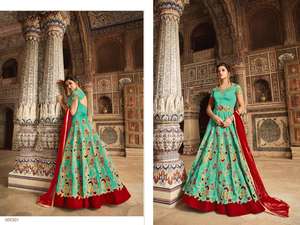 Tela para Traje Salwar de Novia India de Diseñador, Material de Vestido Semi-Cosido - Product Image 2