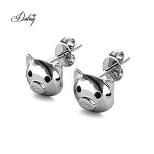 Simpatici <span class=keywords><strong>orecchini</strong></span> a bottone maiale impreziositi da cristalli <span class=keywords><strong>Swarovski</strong></span> dasini in argento Sterling 925 <span class=keywords><strong>orecchini</strong></span> gioielli <span class=keywords><strong>per</strong></span> adolescenti ragazza - Product Image 5