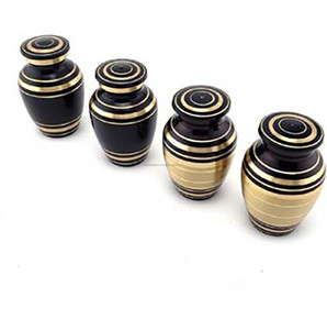 Brass Cremation Keepsake Token Urn With Black & Gold <b>Spray</b> <b>Paint</b> Finishing Plain Design For Funeral Services <b>Set</b> Of Four - Product Image 1