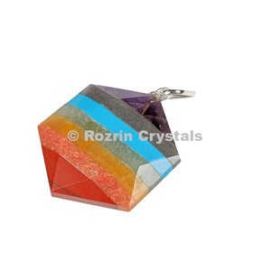 Hexagone Chakra <b>Healing</b> Three Stone <b>Crystal</b> & Rhinestone Pendants - Product Image 1