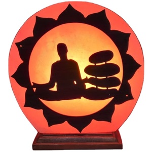 Lampe au sel rose de l'Himalaya de style fleur de yoga 3D Technique sculptée à la main - Product Image 1