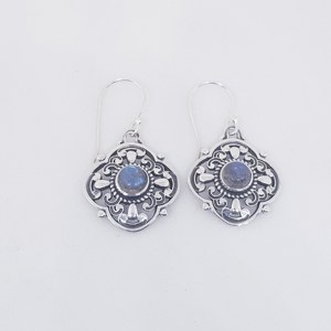 Belle nouveauté 925 boucles d'oreilles en argent sterling avec pierres précieuses AA + motif de fleur de Labradorite de qualité pour les cadeaux quotidiens - Product Image 2