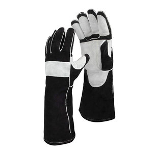Gants de soudage professionnels de grande taille fabriqués au Pakistan en cuir de couleur unie unisexe fonction antidérapante et anti-chaleur - Product Image 4