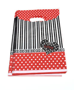 Sac à gousset latéral en plastique PE mignon imprimé personnalisé poignée de patch réutilisable découpée au détail pour les achats et l'emballage de cadeau de marchandise - Product Image 4