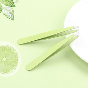 Pince à sourcils inclinée professionnelle en acier inoxydable pince à cils incurvée avec bout pointu outils de cheveux de maquillage colorés - Product Image 5