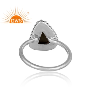 Oxidized Sterling Silver Natural Rough <b>Moldavite</b> Gemstone Triangular Shape Design <b>Ring</b> Jewelry Manufacturer - Product Image 4