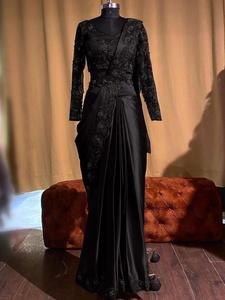 ชุดงานปักผ้าหนาผ้าลูกไม้สำหรับสุภาพสตรี,ชุดปาร์ตี้งานปักลูกไม้ผ้าส่าหรีเนื้อผ้าไหมราคาถูกคุณภาพสูง - Product Image 4