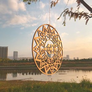 Rejillas de cristal de madera para decoración del hogar y la Oficina, arte de pared colgante con corte láser geométrico sagrado, precio al por mayor - Product Image 6