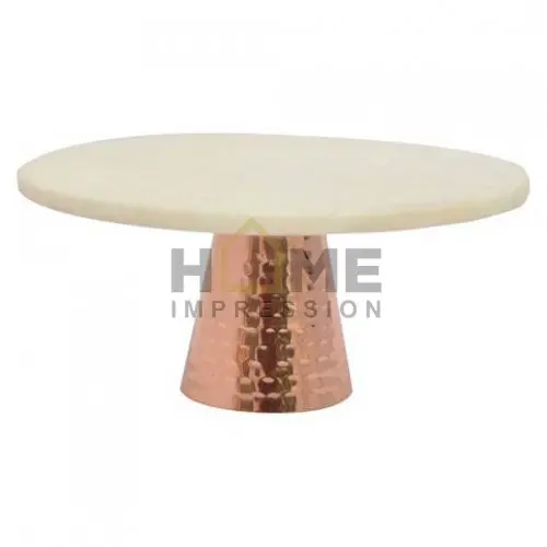 copper plated base & white marble cake stand